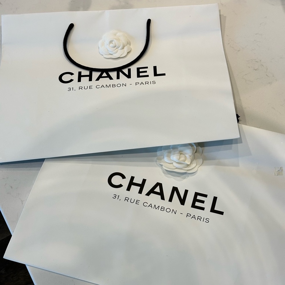 Bundle of 10 designer shopping bags (Chanel LV Hermes Celine Loro Piana Cartier)